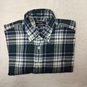 Spier & Mackay Shirt Mens 16 Large Green Plaid Flannel Handmade Button-Up